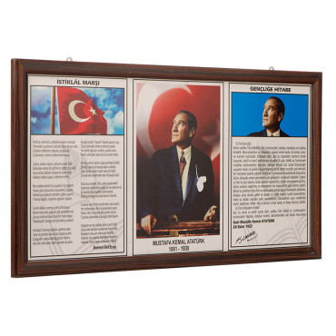 3'lü  Milli Levha Ahşap Çerçeveli 50x90