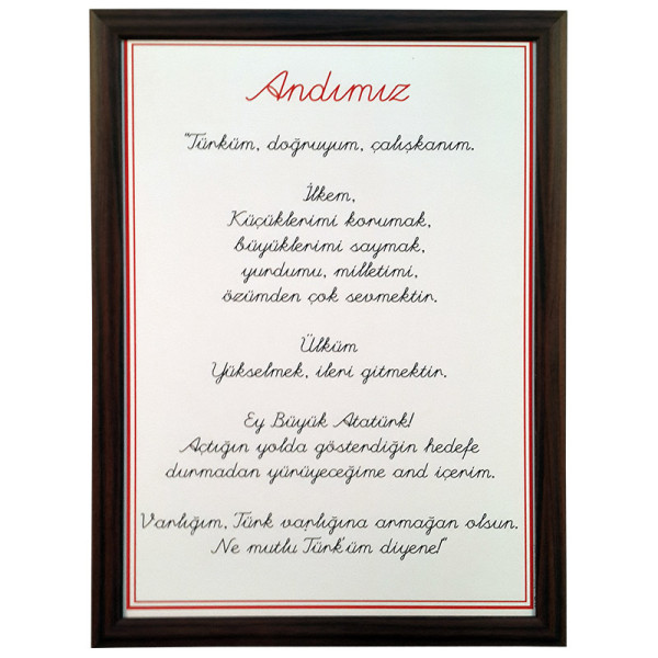 Eğitim Panosu Andımız MDF Çerçeve 35x50