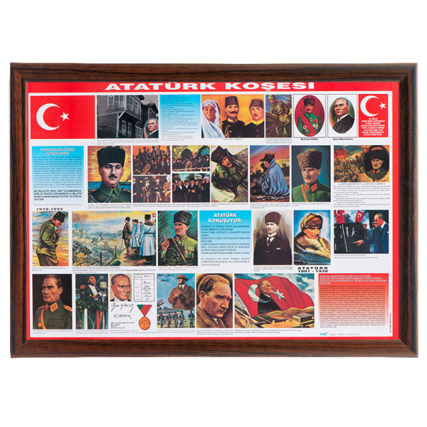 Eğitim Panosu Atatürk Köşesi MDF Çerçeve 70x100