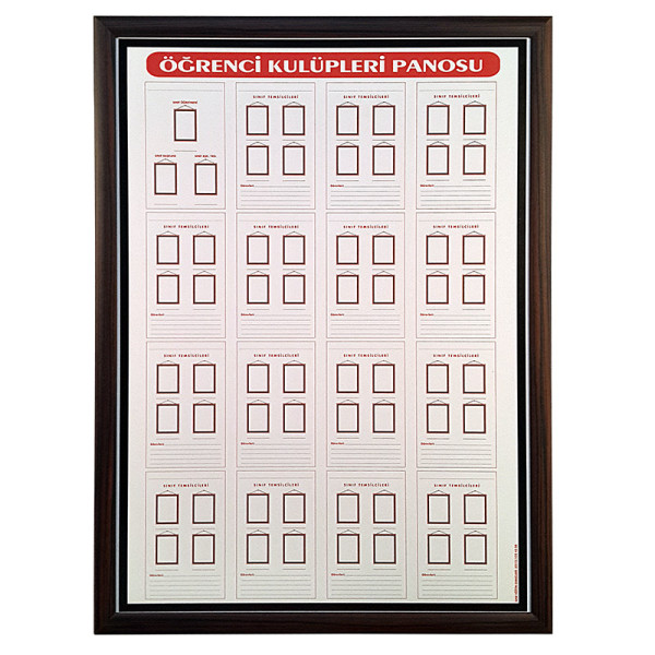 Eğitim Panosu Öğrenci Kulüpleri MDF Çerçeve 50x70