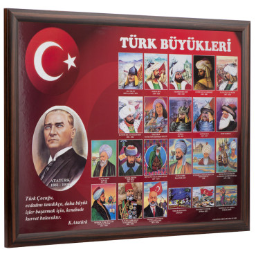 Eğitim Panosu Türk Büyükleri MDF Çerçeve 70x100