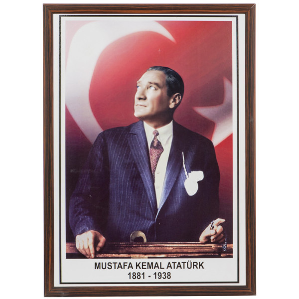 Atatürk Posteri Milli Levha Ahşap Çerçeveli 35x50