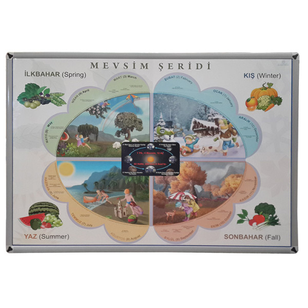 Eğitim Panosu Mevsimler Metal Çerçeve 70x100