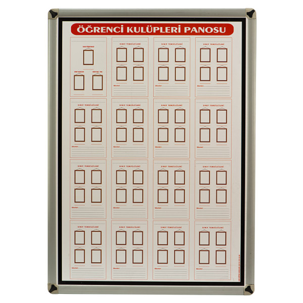Eğitim Panosu Öğrenci Kulüpleri Metal Çerçeve 50x70
